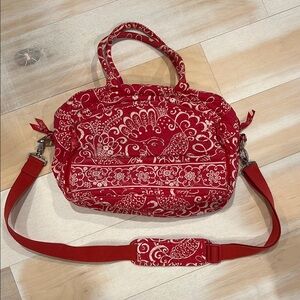 Red Patterned Vera Bradley Women's Overnight Bag